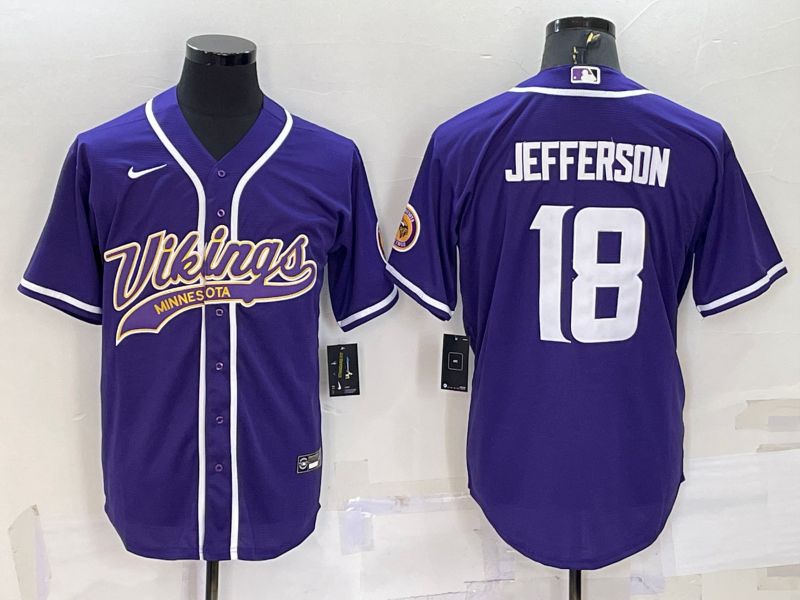Men Minnesota Vikings #18 Jefferson Purple white 2022 Nike Co branded NFL Jersey